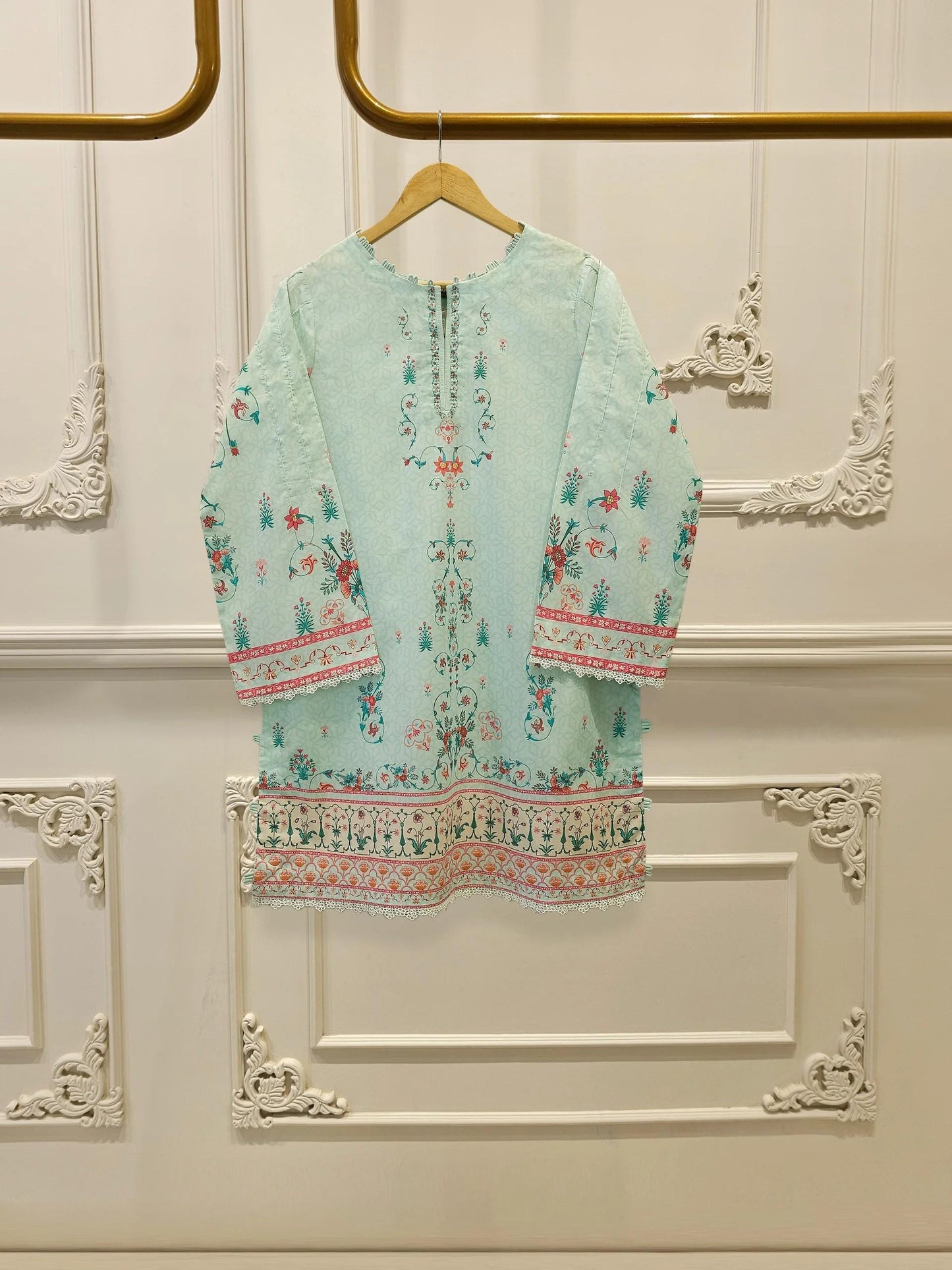 Printed Lawn Co-ord Set - Aghanoor - Ferozi Blue (M, L)
