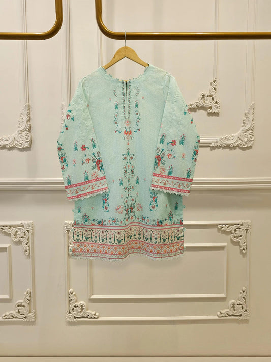 Printed Lawn Co-ord Set - Aghanoor - Ferozi Blue (M, L)