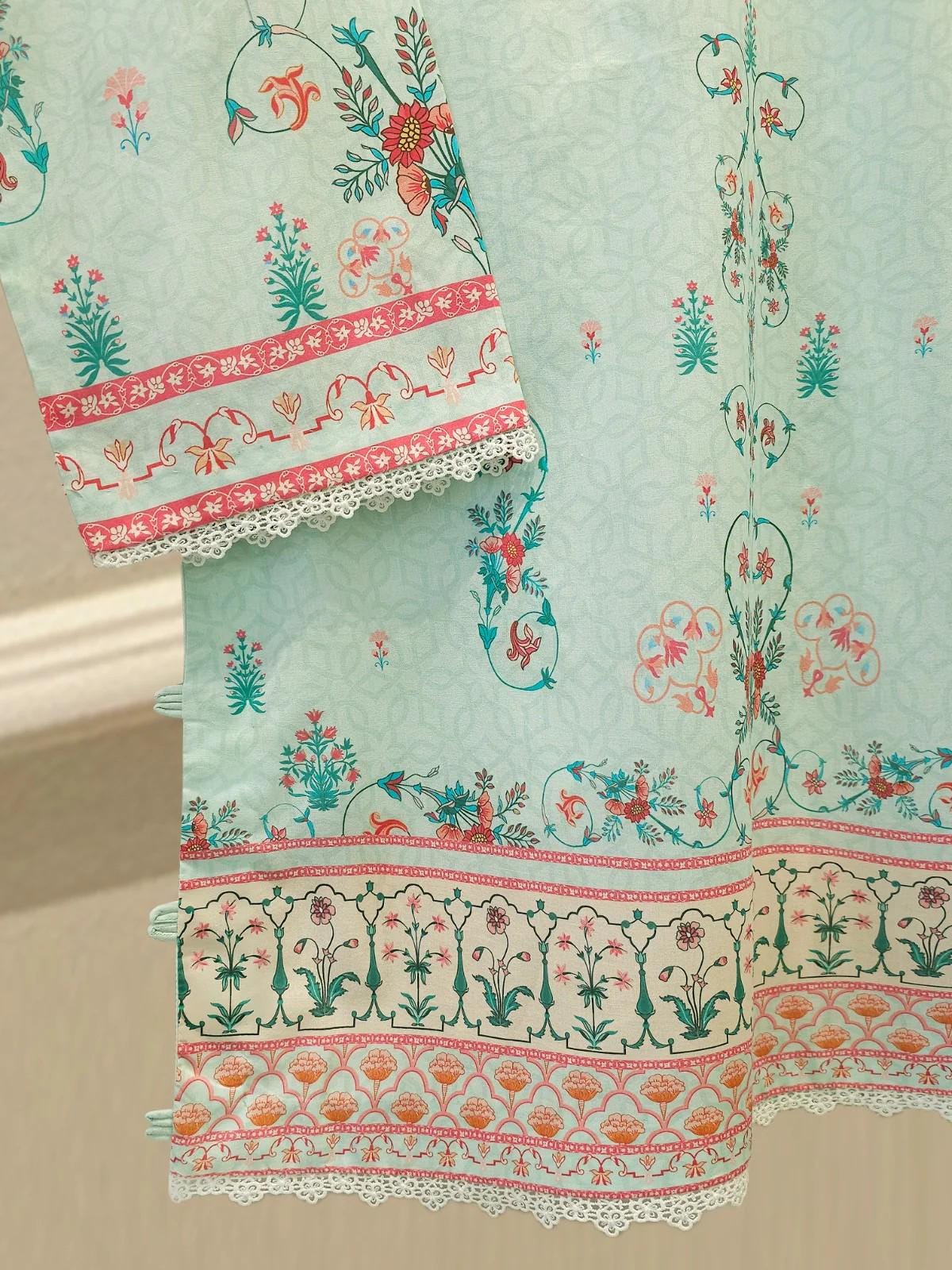 Printed Lawn Co-ord Set - Aghanoor - Ferozi Blue (M, L)