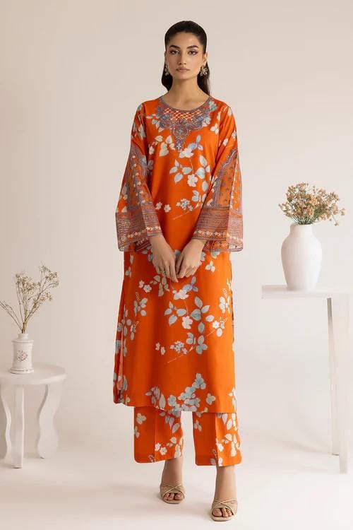 Pakistani Designer Lawn Suit - Net Dupatta - 3 Piece