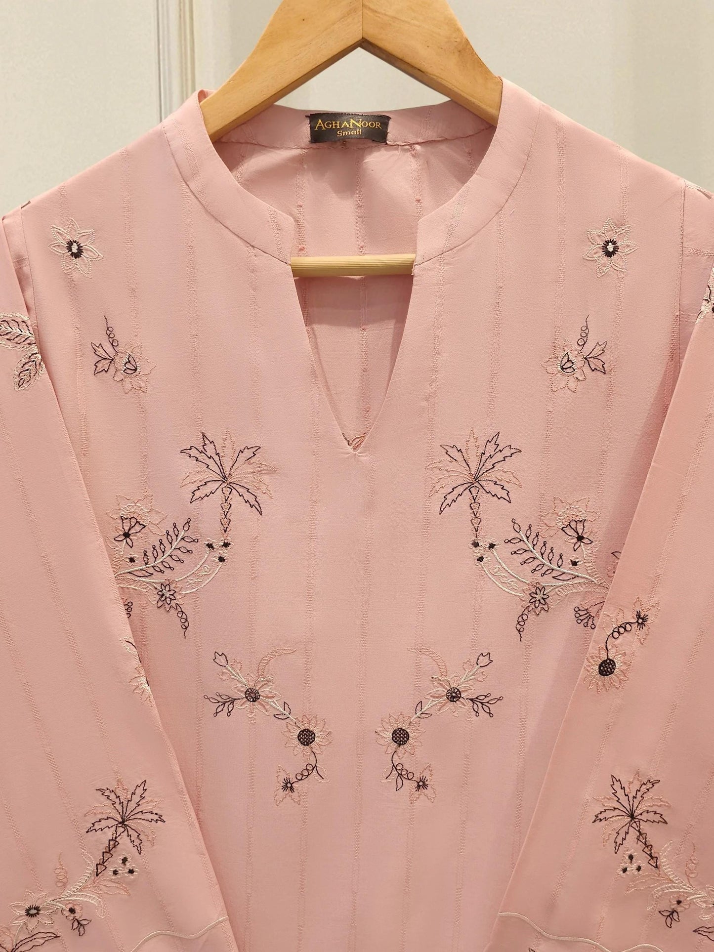 Agha Noor 2 piece - Embroidered Lawn Suit - Tea Pink