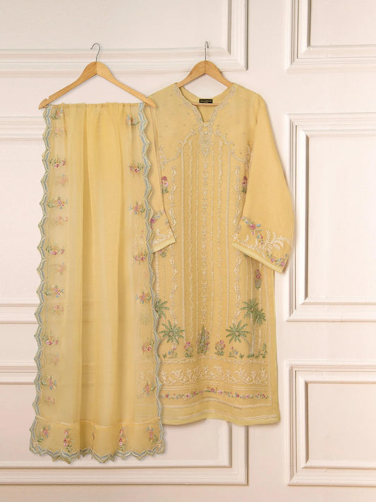 Agha Noor 3 Piece Pure Organza Embroidered Suit