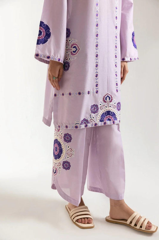 Ethnc 2 piece - Designer Brand Pure Embroidered Lawn Suit - Lilac