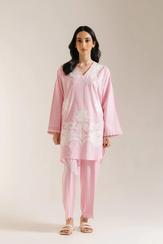 Ethnc 2 piece - Designer Brand Pure Embroidered Lawn Suit - Pink