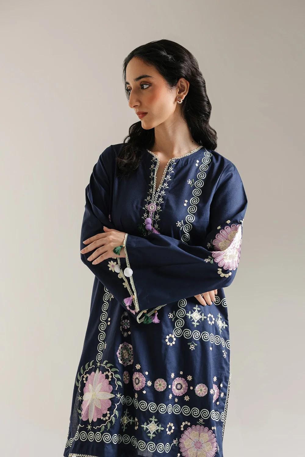 Ethnc 2 piece - Designer Brand Pure Embroidered Lawn Suit - Blue