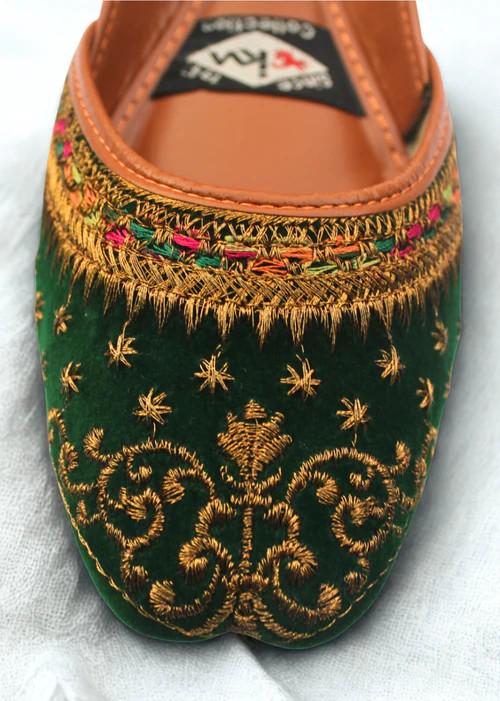 Womens Ethnic Footwear - Velvet Green - US Size 8 - 8.5