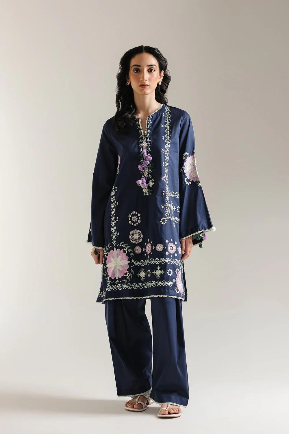 Ethnc 2 piece - Designer Brand Pure Embroidered Lawn Suit - Blue