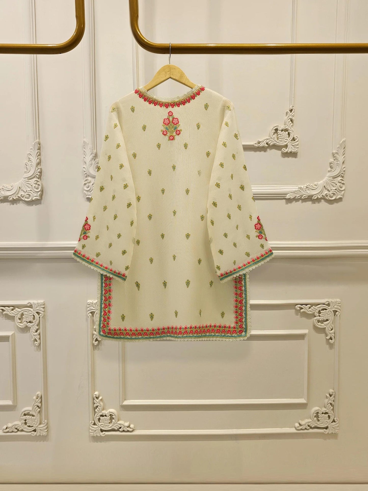 Agha Noor 3 Piece - Pure Embroidered Cotton Net Suit