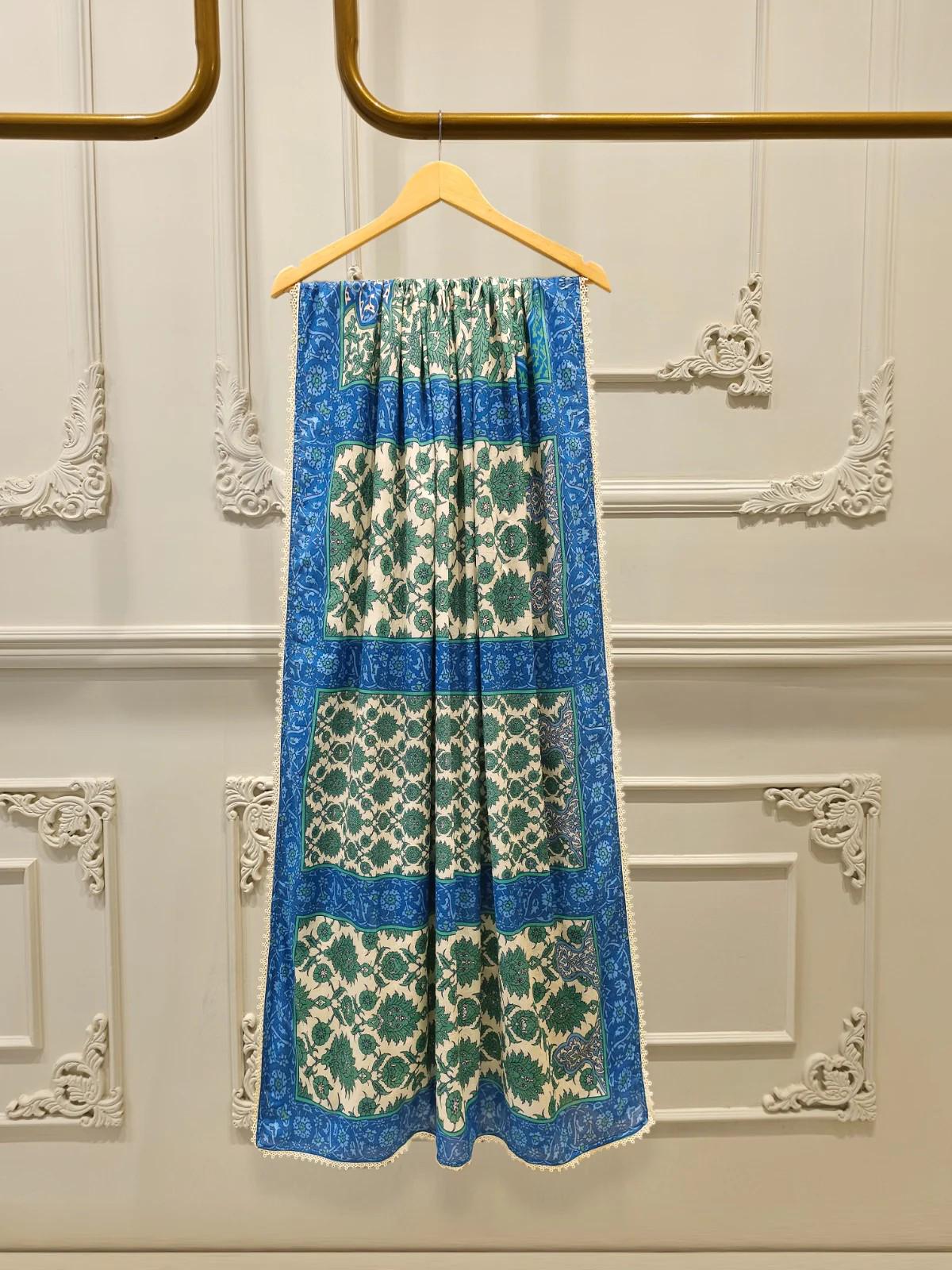 Agha Noor 3 Piece Pure Embroidered Lawn Suit - Navy Blue