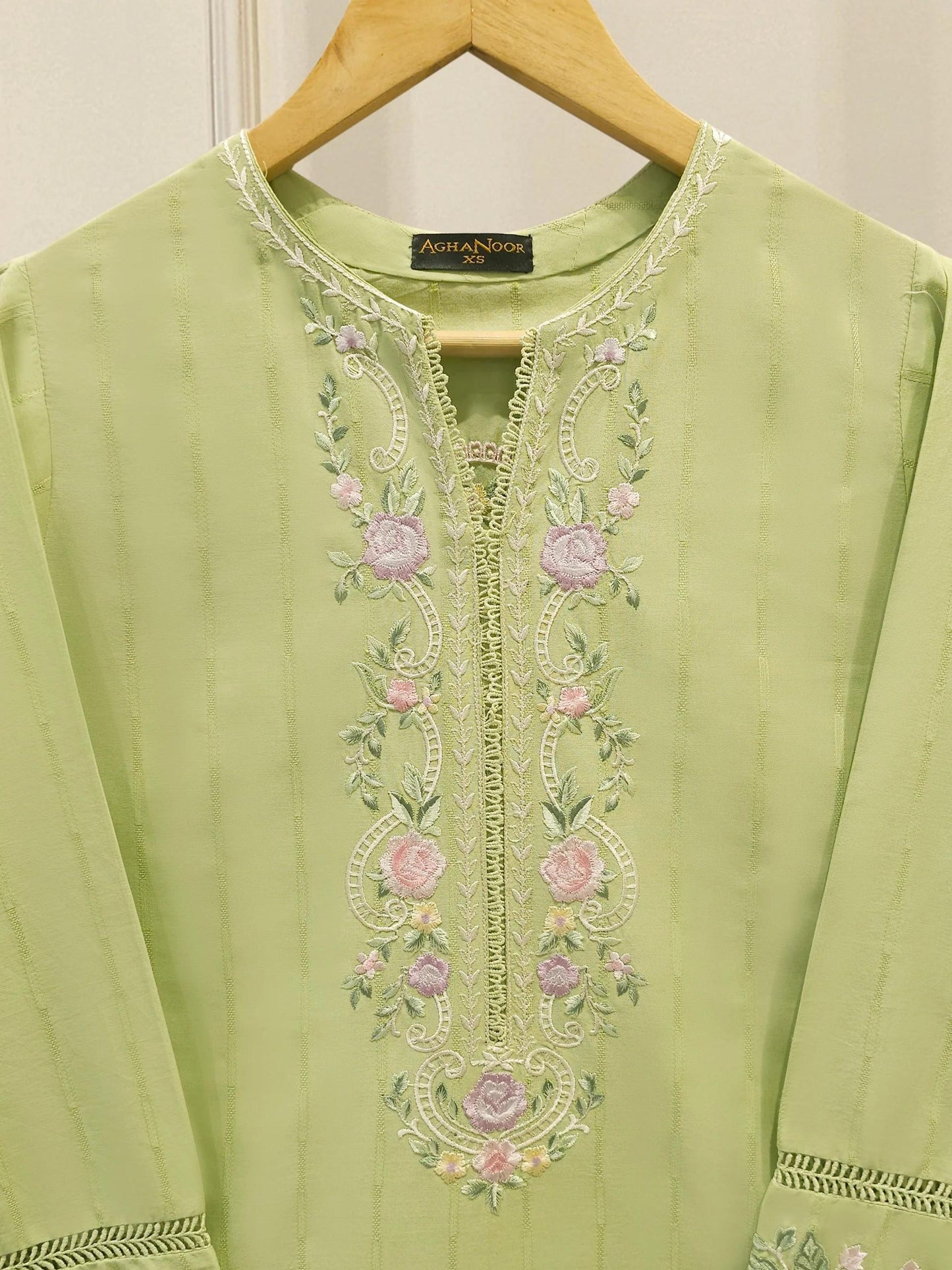 Agha Noor 2 piece - Pure Embroidered Lawn Suit - Pista Green