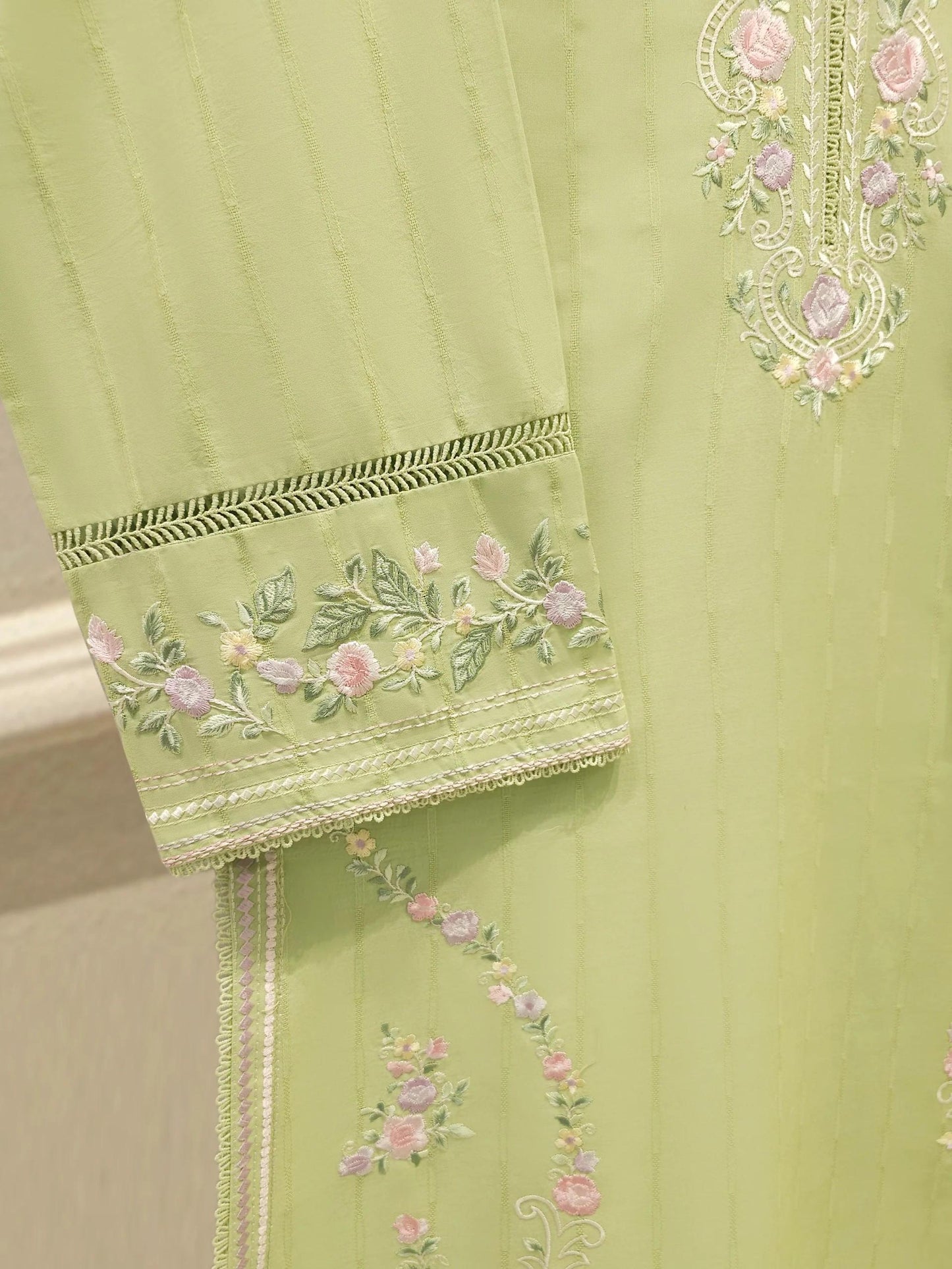 Agha Noor 2 piece - Pure Embroidered Lawn Suit - Pista Green