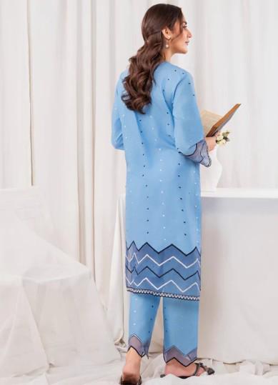 2 piece - Blue Embroidered Co-Ord Lawn Suit