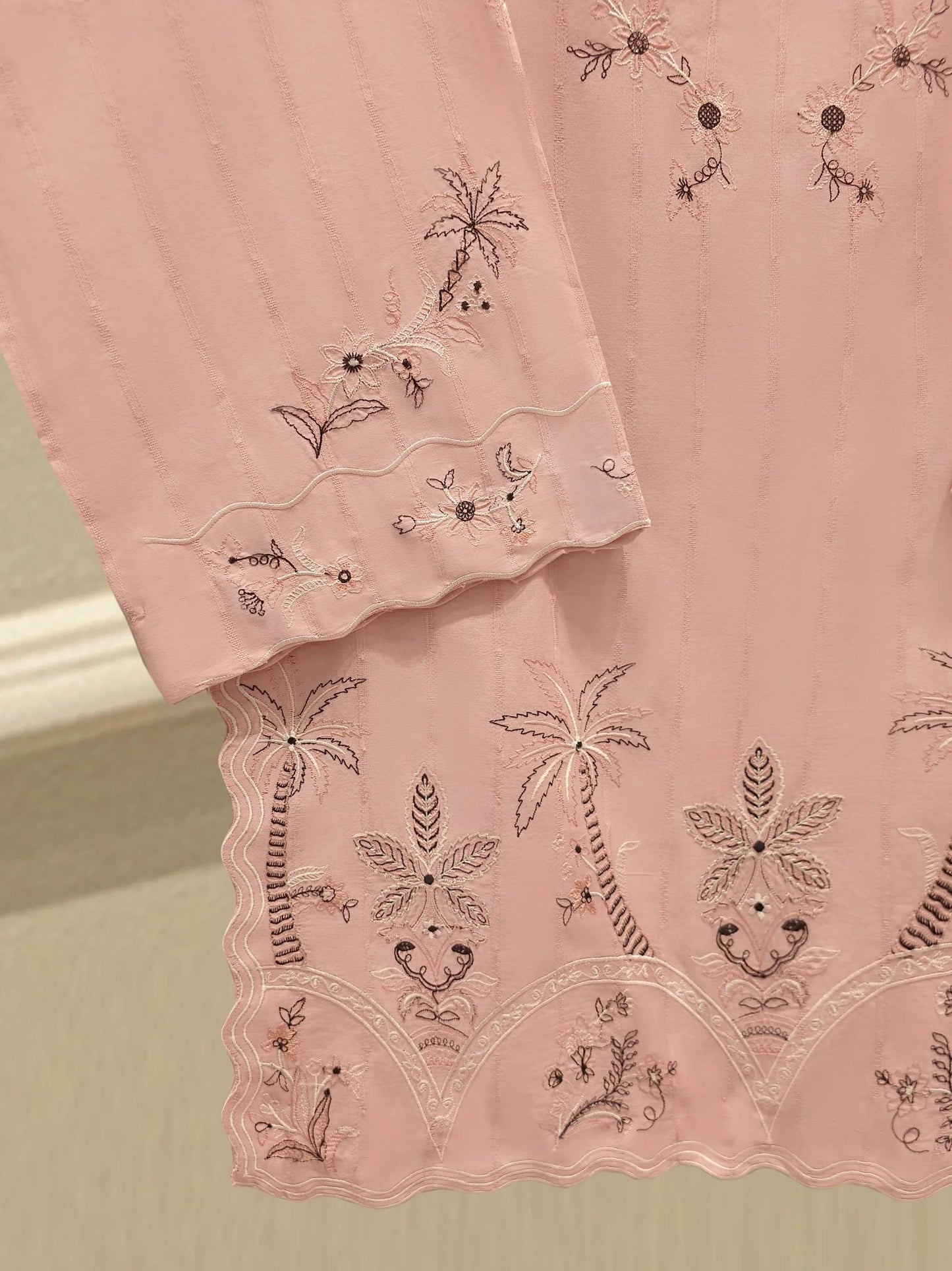 Agha Noor 2 piece - Embroidered Lawn Suit - Tea Pink