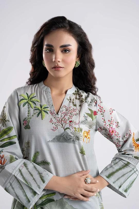 Maria B. - 2 Piece Printed Lawn Suit - Handwork Motif