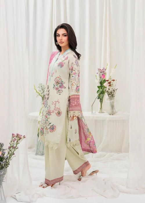 Designer Printed Cotton Suit - Soft Voile Chiffon Dupatta