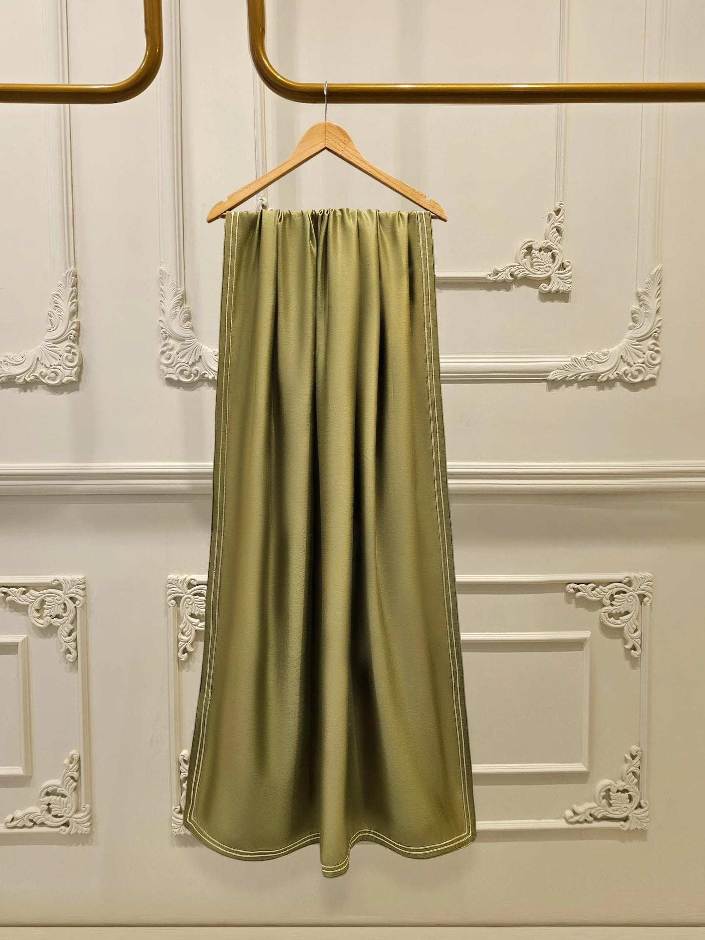 Embroidered Pure Silk Suit: Agha Noor Olive Green