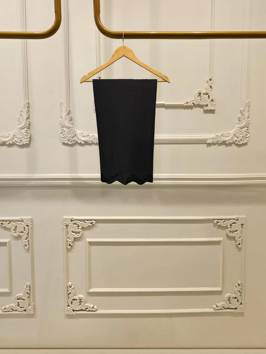 Agha Noor - Raw Silk Black Pants