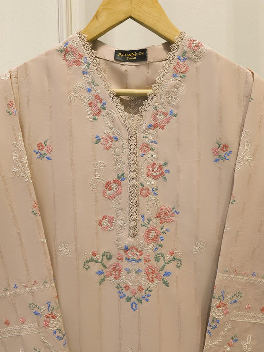 Agha Noor - 2 - Piece Embroidered Jacquard Suit - (Size-M, L) India Pakistan Bangladesh
