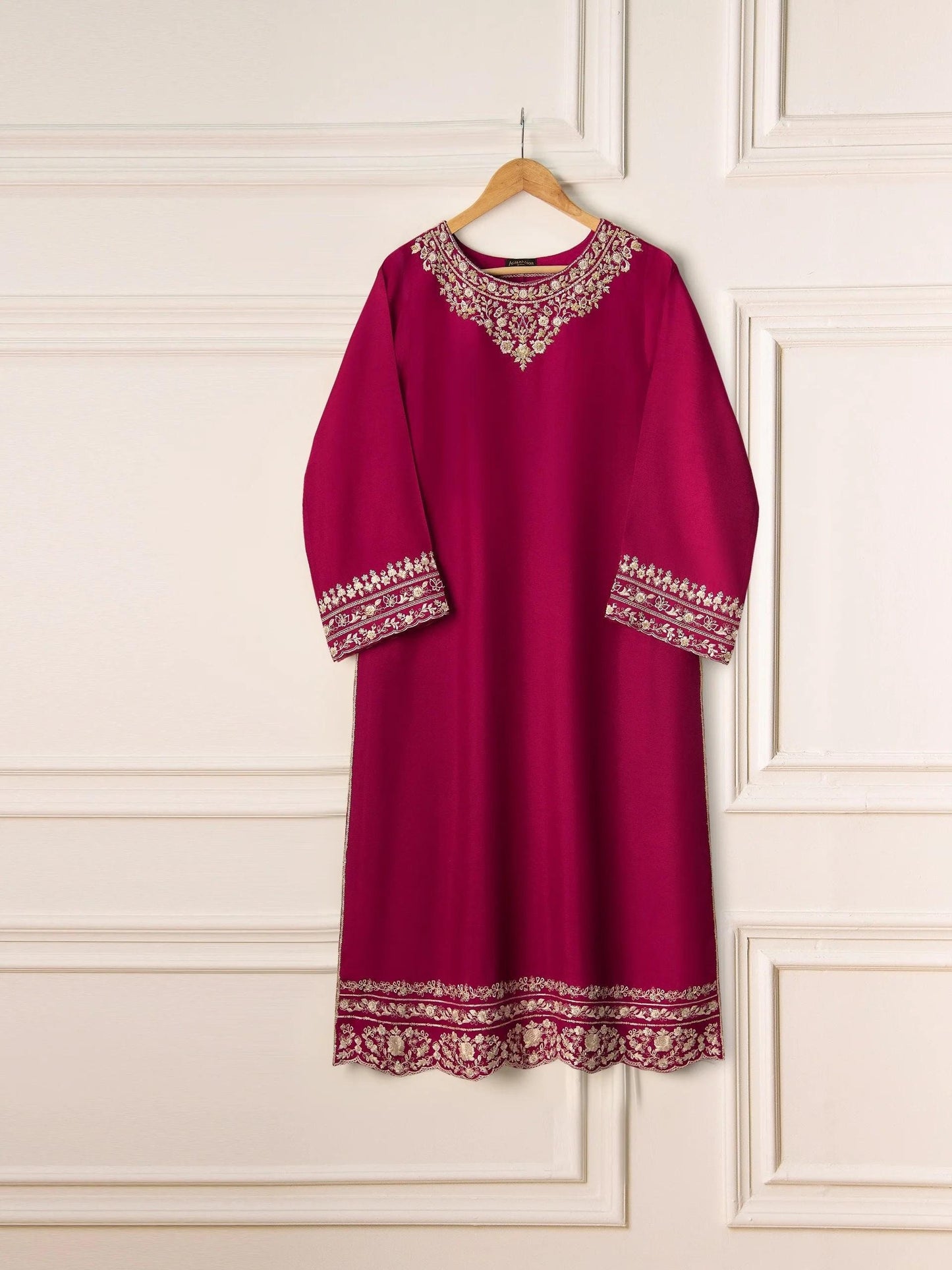 Agha Noor - 2 Piece Embroidered Korean Silk Shalwar Kameez Suit