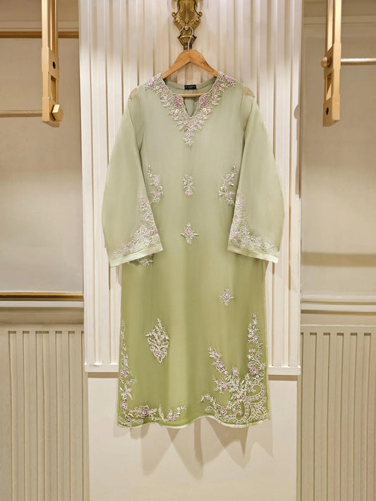 Agha Noor  2 Piece - Pure Chiffon Embroidered Suit (Size - Medium) - Chest 42"