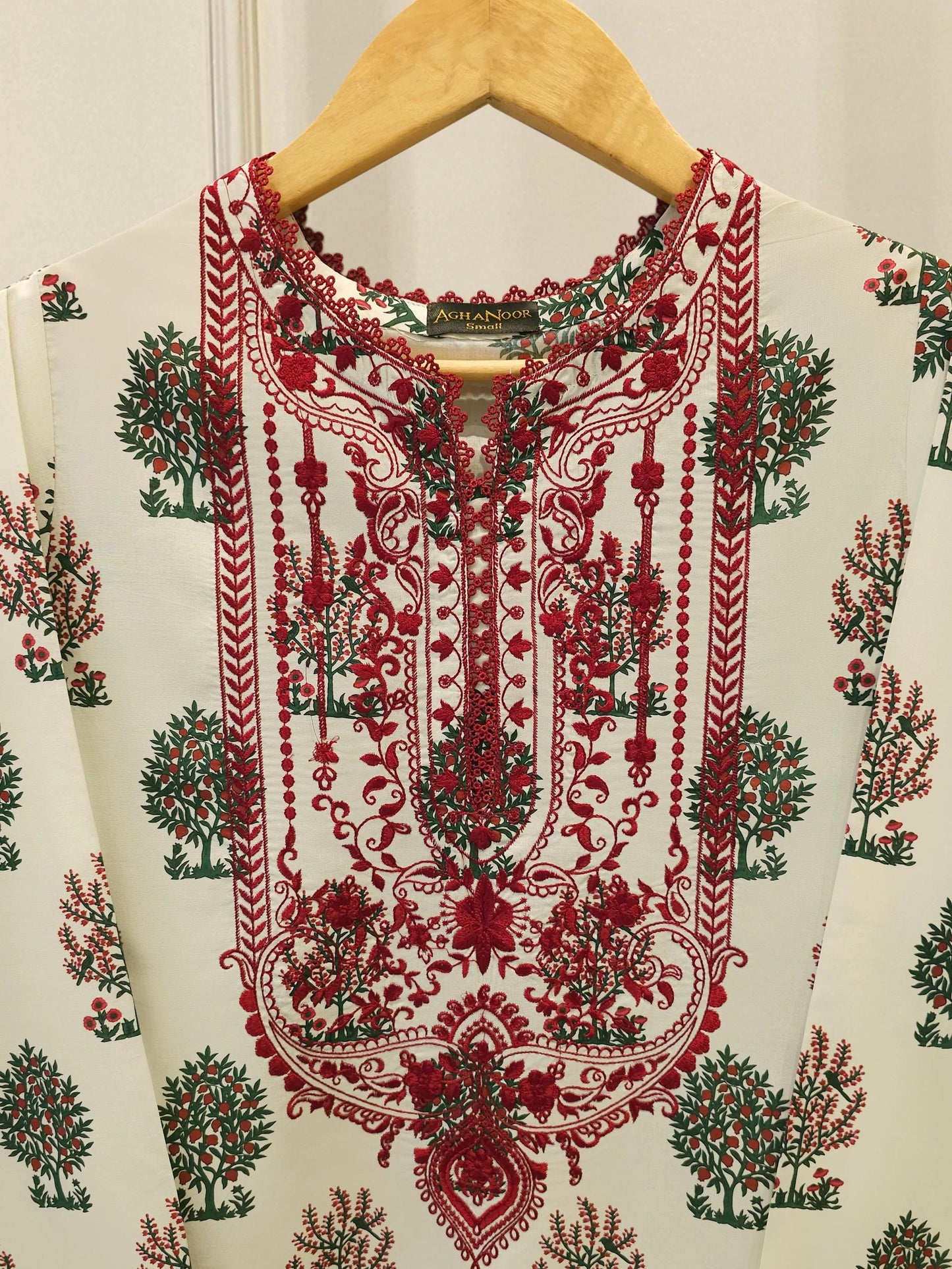 Agha Noor Embroidered Lawn Suit - Cream -  2 Piece