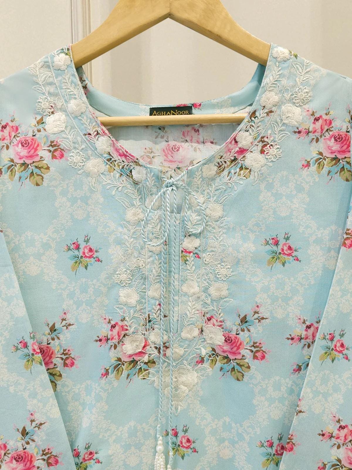 Agha Noor 2 Piece Printed Embroidered Lawn Suit