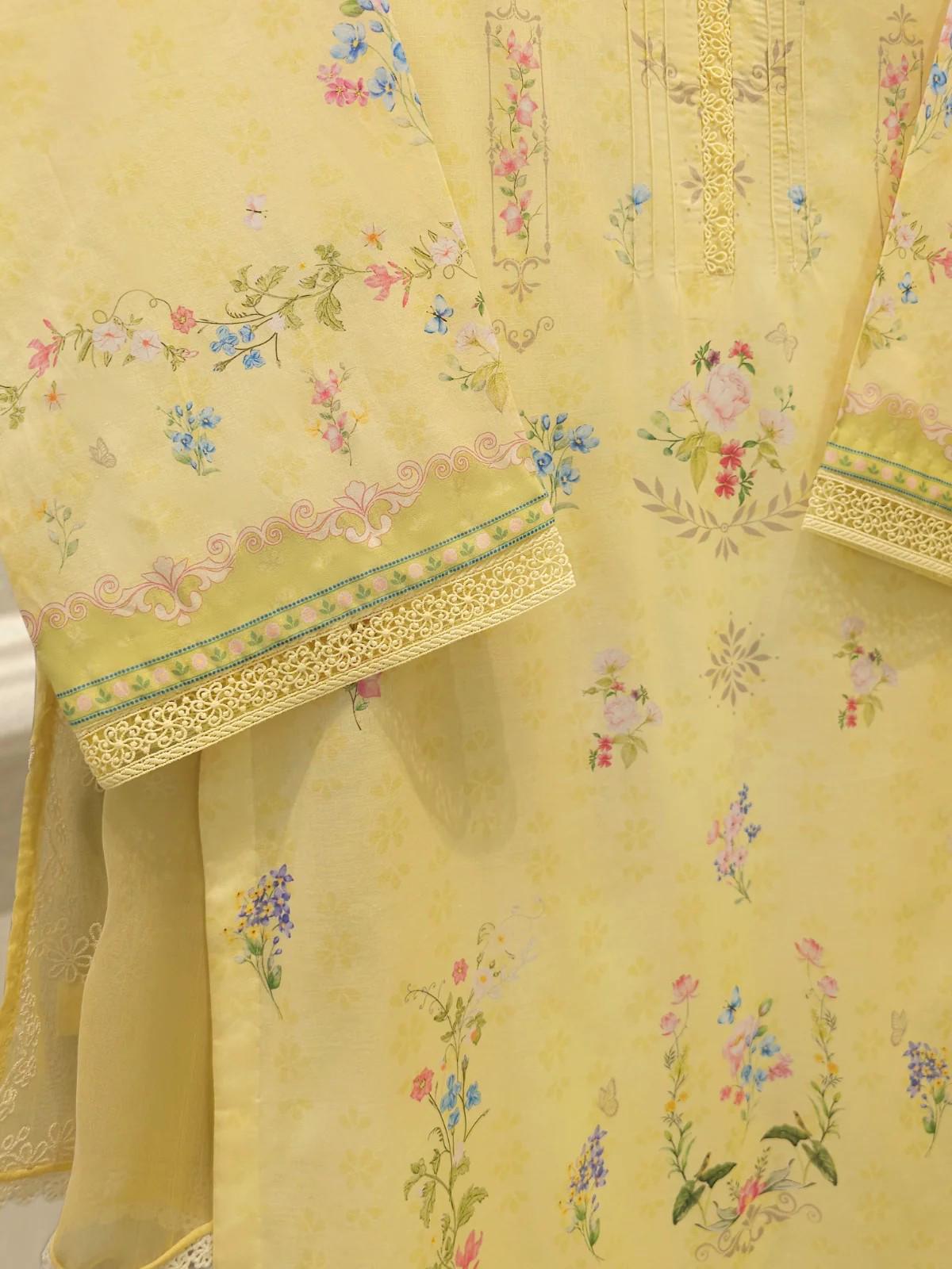 Agha Noor 2 piece - Printed Cotton Shirt and Chiffon Dupatta