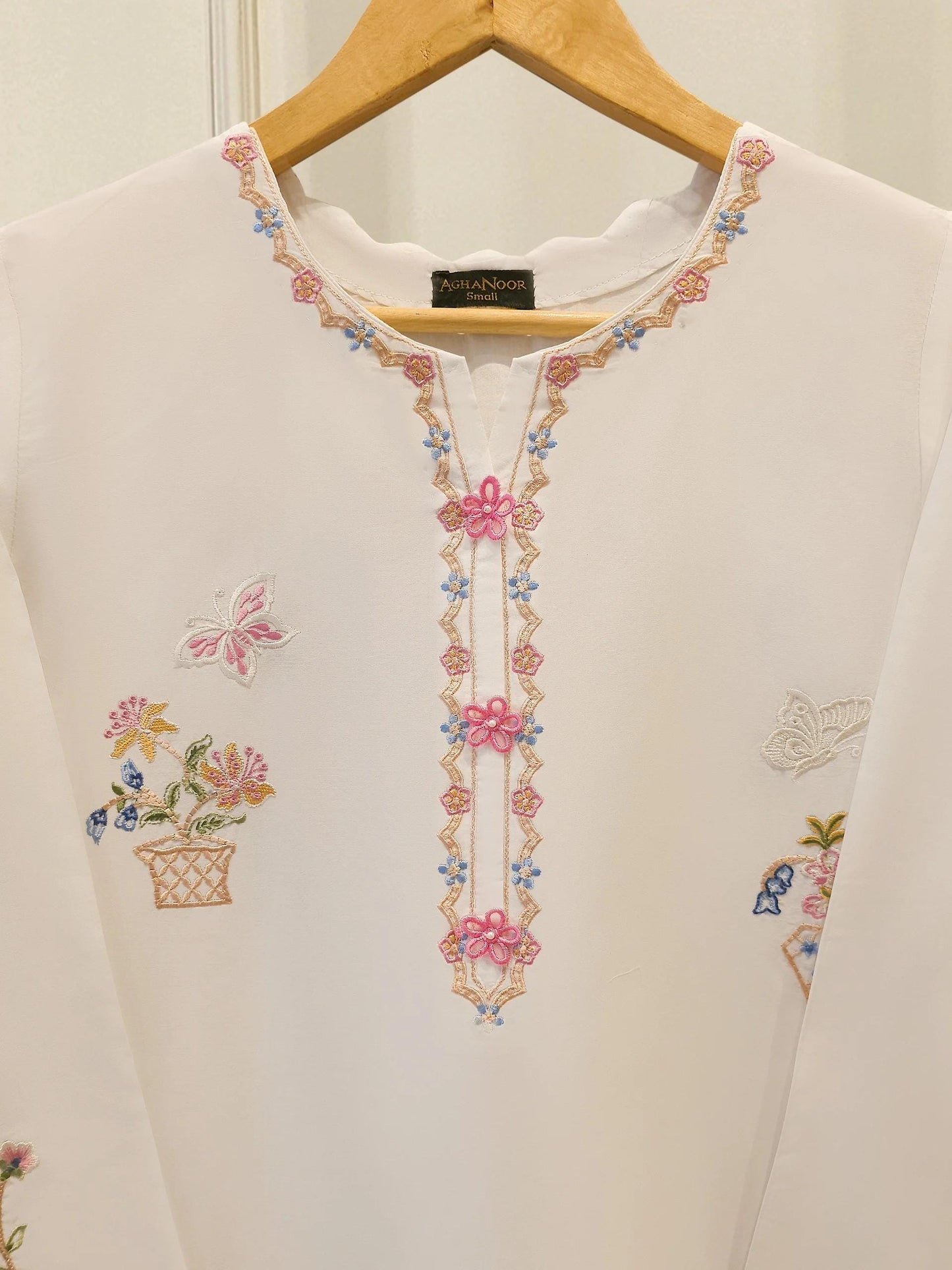 Agha Noor 2 piece - Embroidered Lawn Suit - White