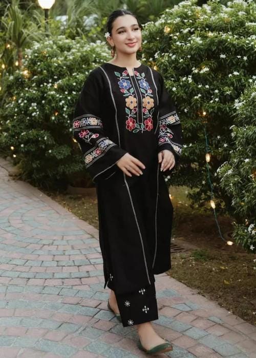 2 piece - Embroidered Cotton Suit