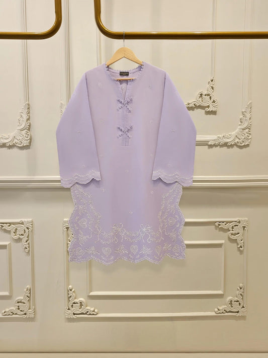Embroidered Lawn Suit - Aghanoor 2 piece - Lilac