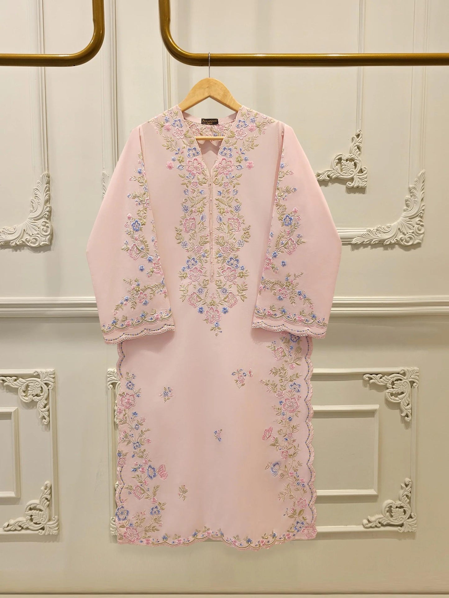 Agha Noor 2 piece - Printed Embroidered Cotton suit
