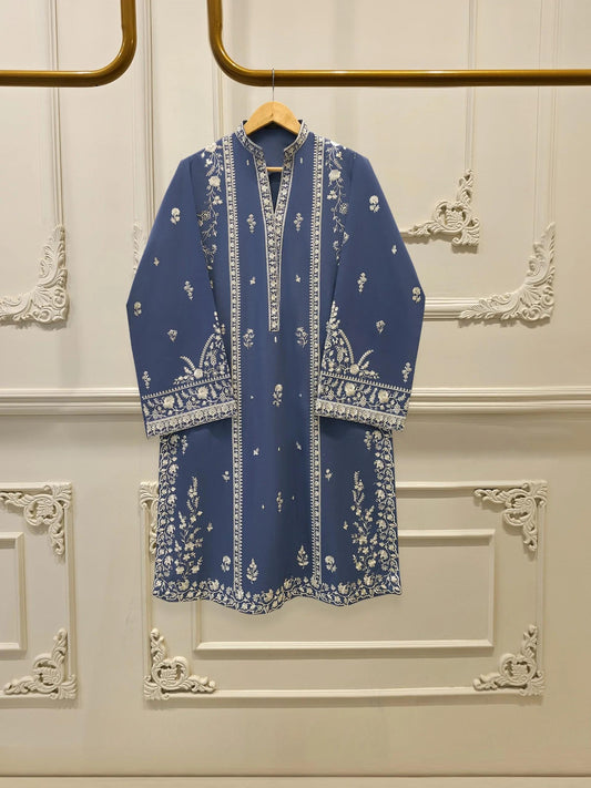 Agha Noor 2 Piece Embroidered Lawn Suit: Blue Shalwar Kameez