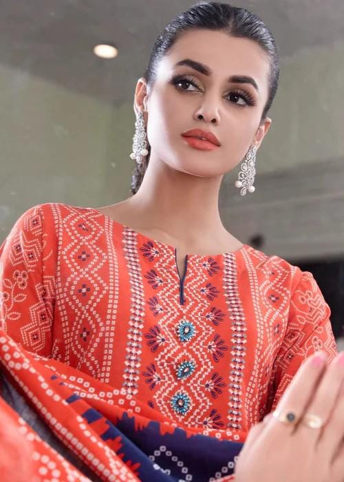 3 piece - Soft Khadi Coral Orange Suit - Size Medium - Chest Size 40"