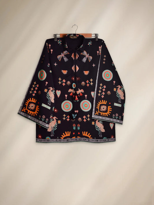 Agha Noor 2 piece - Embroidered Printed Lawn Coord Suit - Black