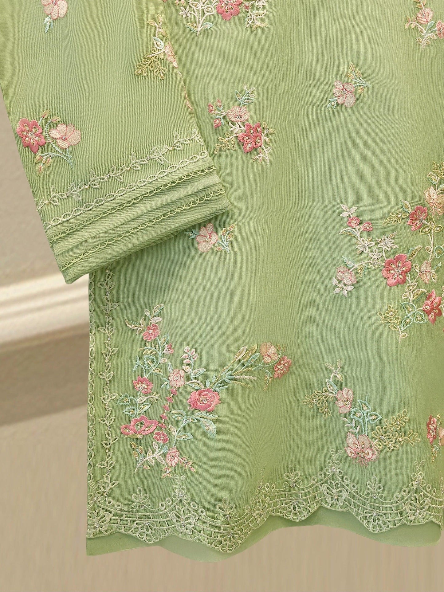 Embroidered Cotton Net Suit: 2 Piece Agha Noor