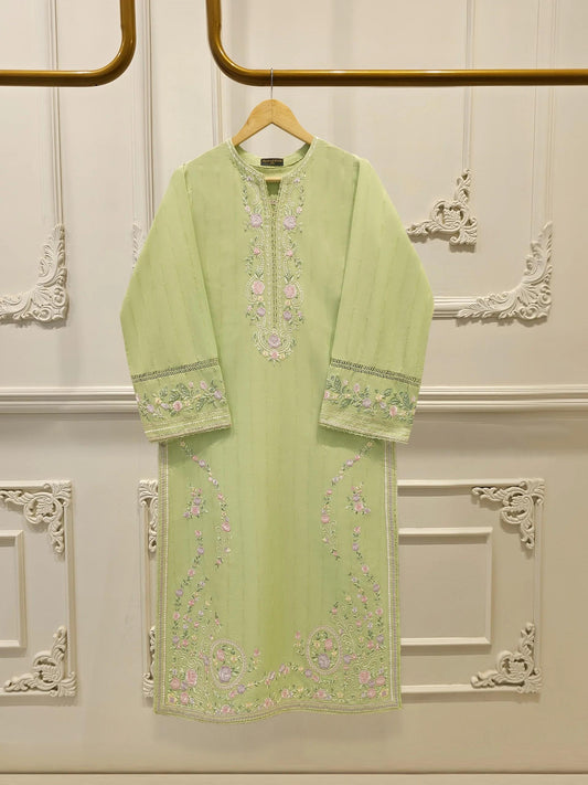 Agha Noor 2 piece - Pure Embroidered Lawn Suit - Pista Green