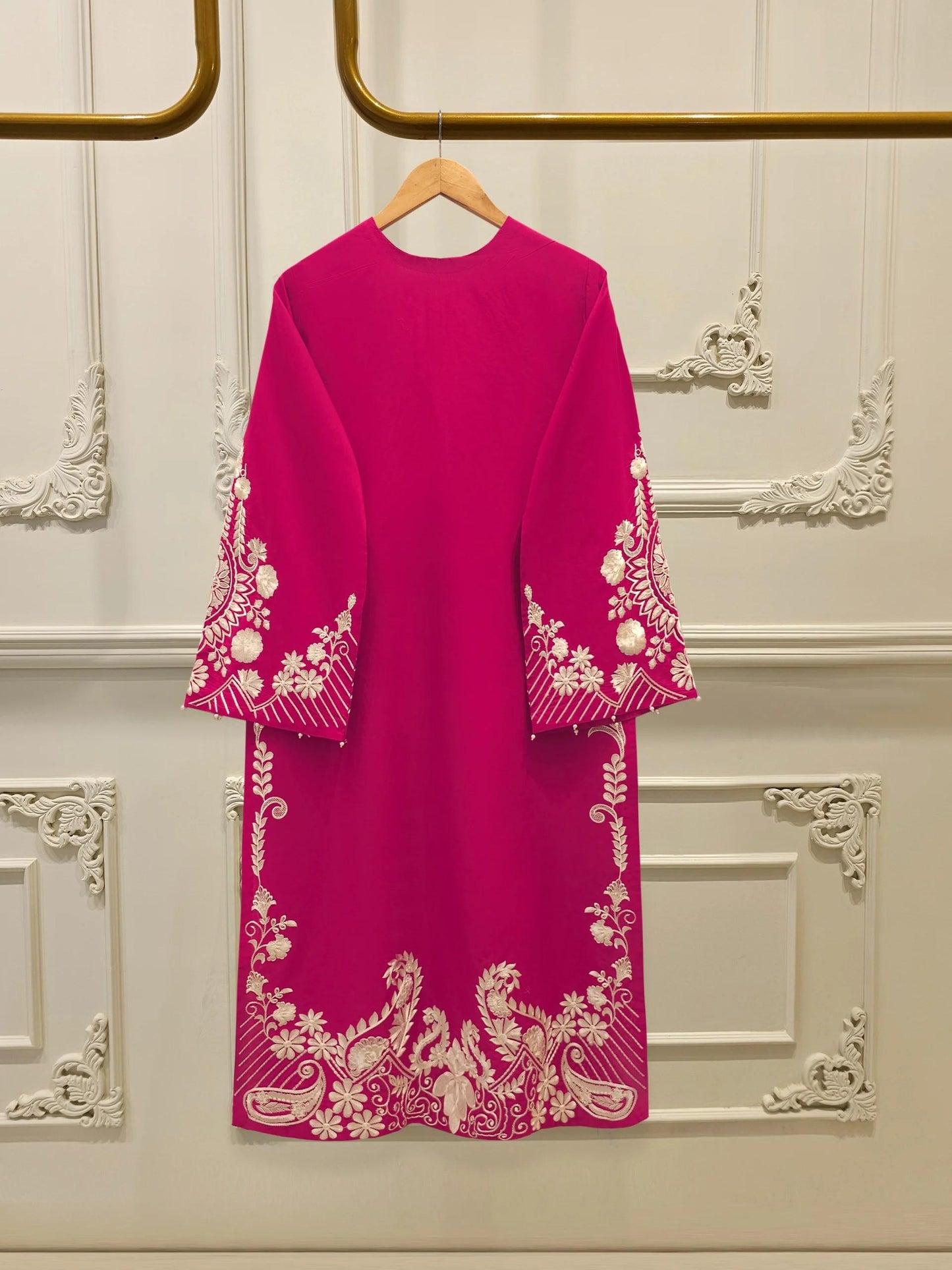 Embroidered Lawn Suit - Agha Noor 2 piece - Hot Pink - Size - Large - Chest size 44"