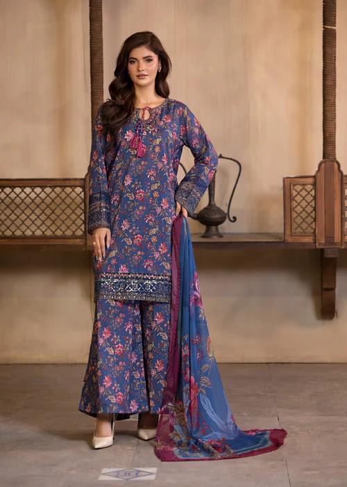 Designer Printed Lawn Suit - Chiffon Dupatta