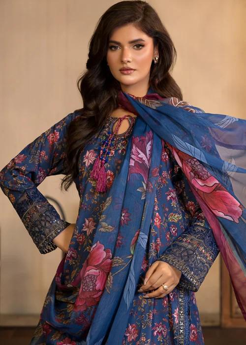 Designer Printed Lawn Suit - Chiffon Dupatta