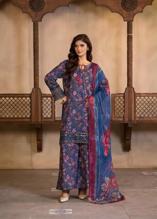 Designer Printed Lawn Suit - Chiffon Dupatta