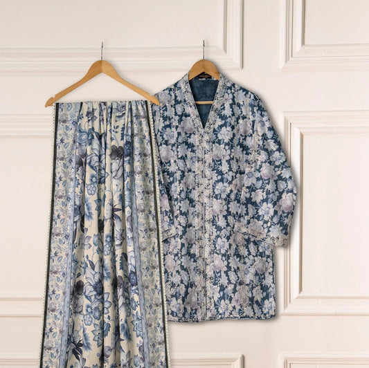 3 - Piece Agha Noor Printed Embroidered Viscose / Marina Suit