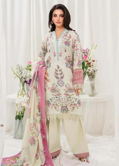 Designer Printed Cotton Suit - Soft Voile Chiffon Dupatta