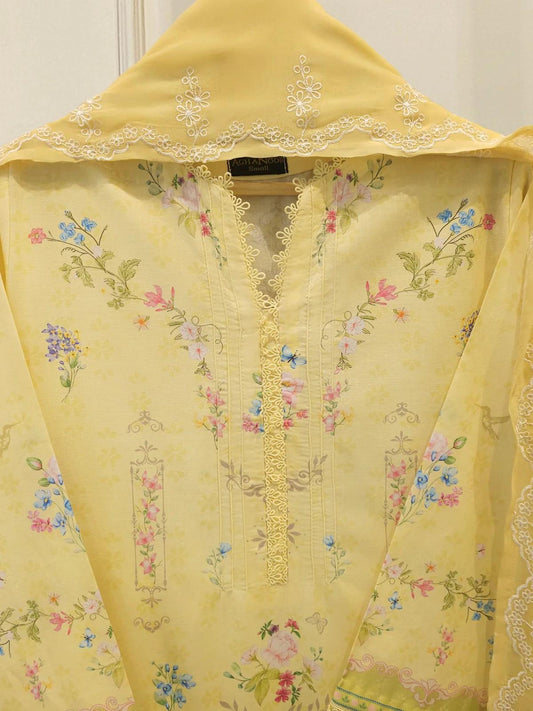 Agha Noor 2 piece - Printed Cotton Shirt and Chiffon Dupatta