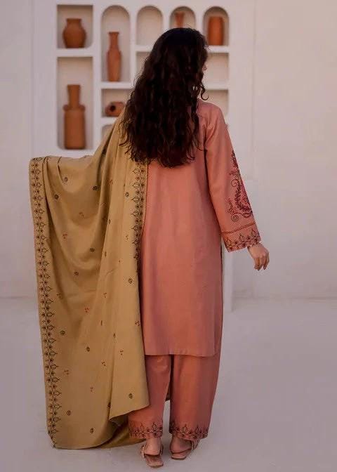 3 piece - Embroidery Khaddar (Khadi) Suit - With Shawl