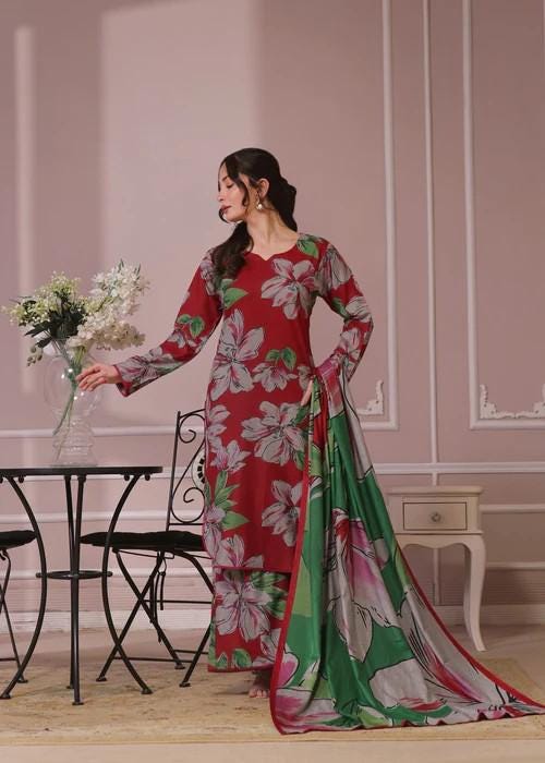 New Dhanak 3 Piece Suit - Bottle Green - Winter Wear