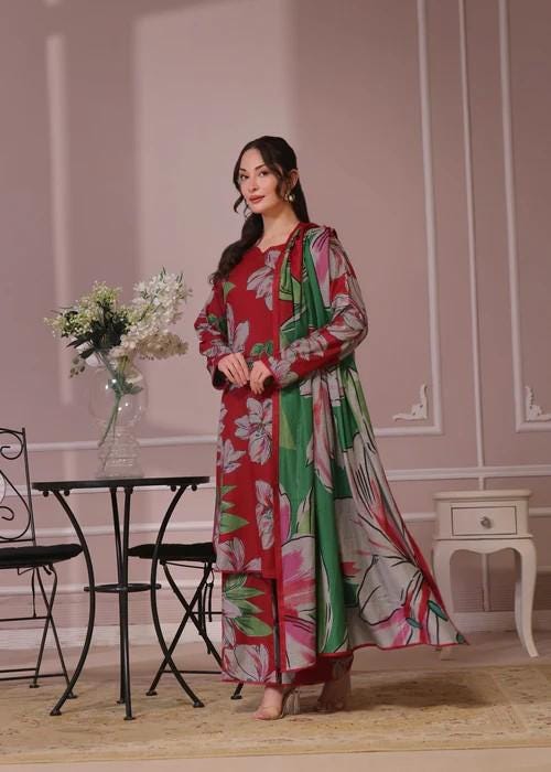 New Dhanak 3 Piece Suit - Bottle Green - Winter Wear