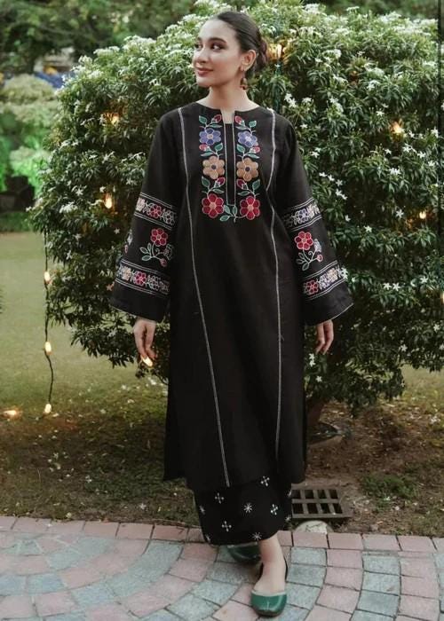 2 piece - Embroidered Cotton Suit