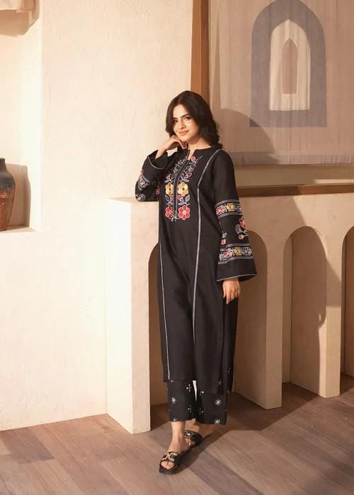 2 piece - Embroidered Cotton Suit