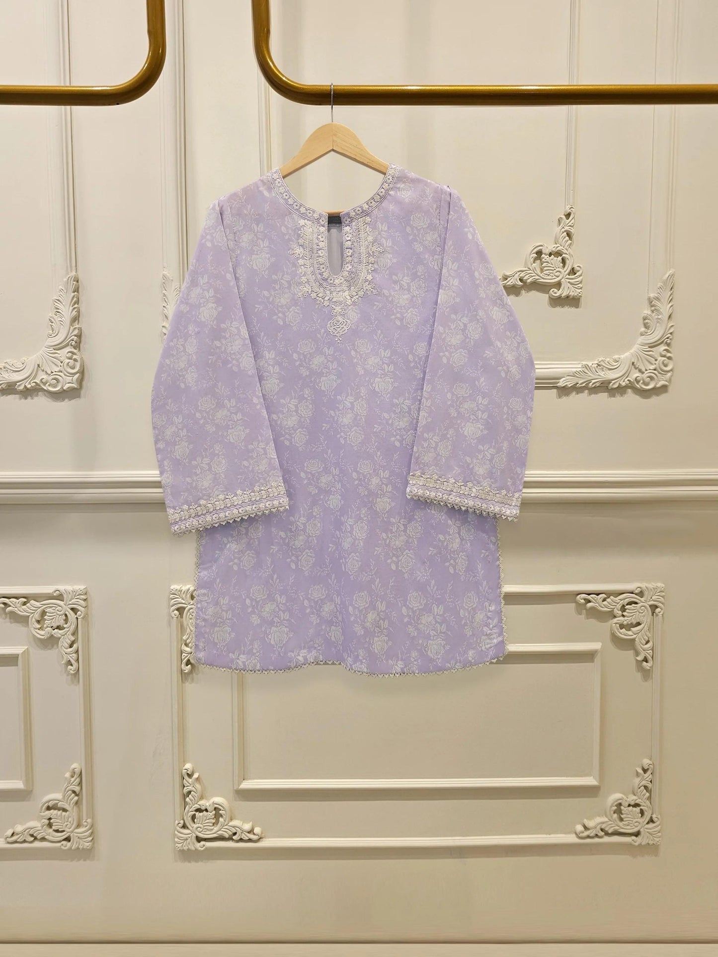 Agha Noor 2 piece - Printed Embroidered Lawn Suit -  Lilac