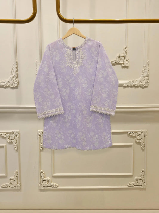 Agha Noor 2 piece - Printed Embroidered Lawn Suit -  Lilac